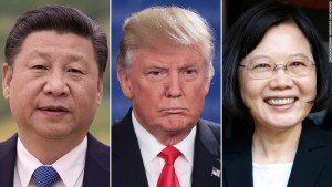 De la stânga la dreapta: Preşedinţii Jinping Xi (China), Donald Trump (SUA) şi Ing+Wen Tsai (Taiwan)